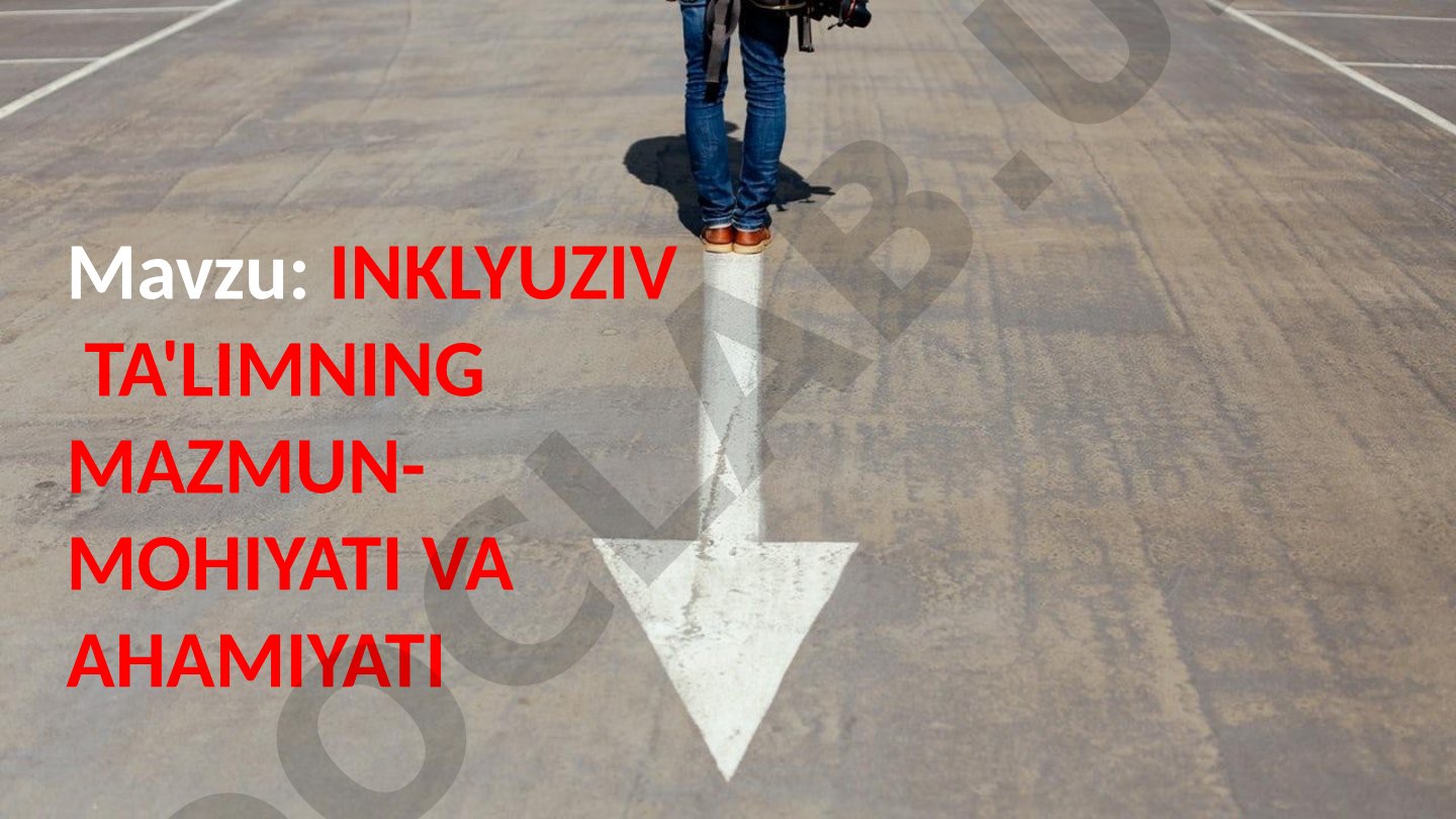 INKLYUZIV TA'LIMNING MAZMUN-MOHIYATI VA AHAMIYATI