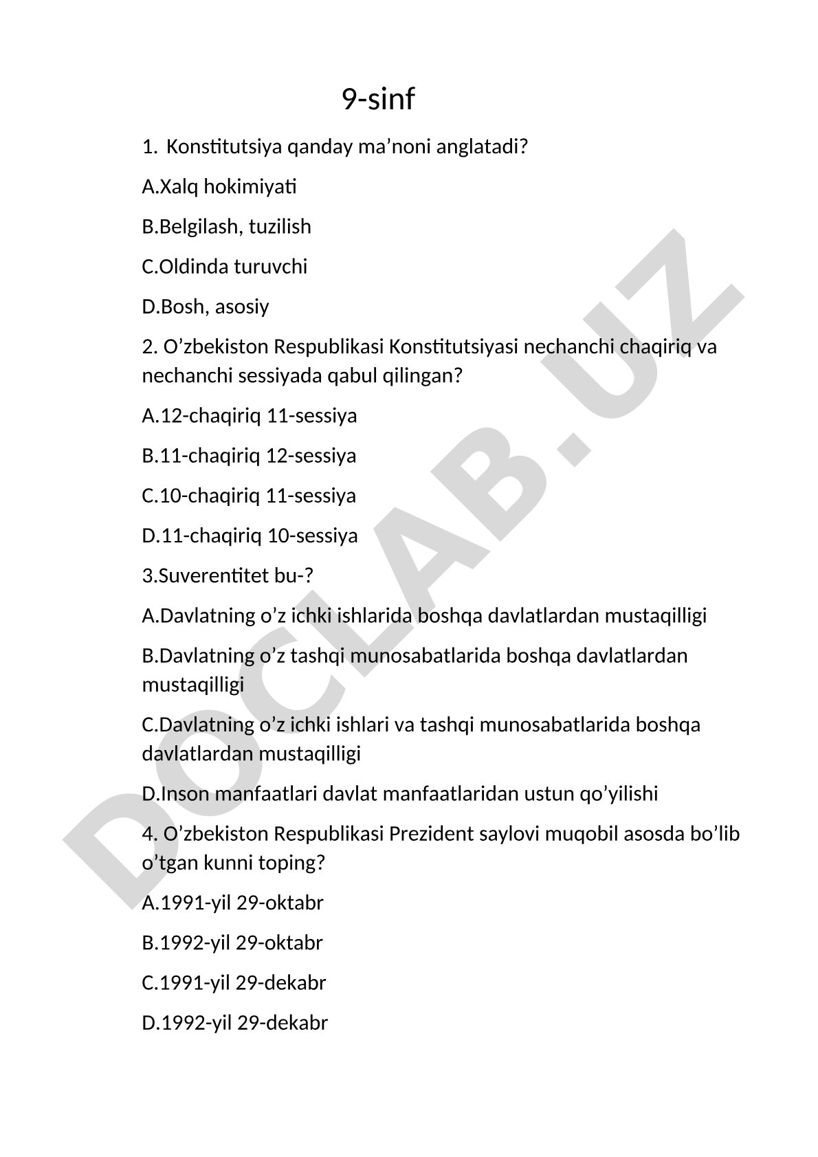O'zbekiston Respublikasi Konstitutsiyasi