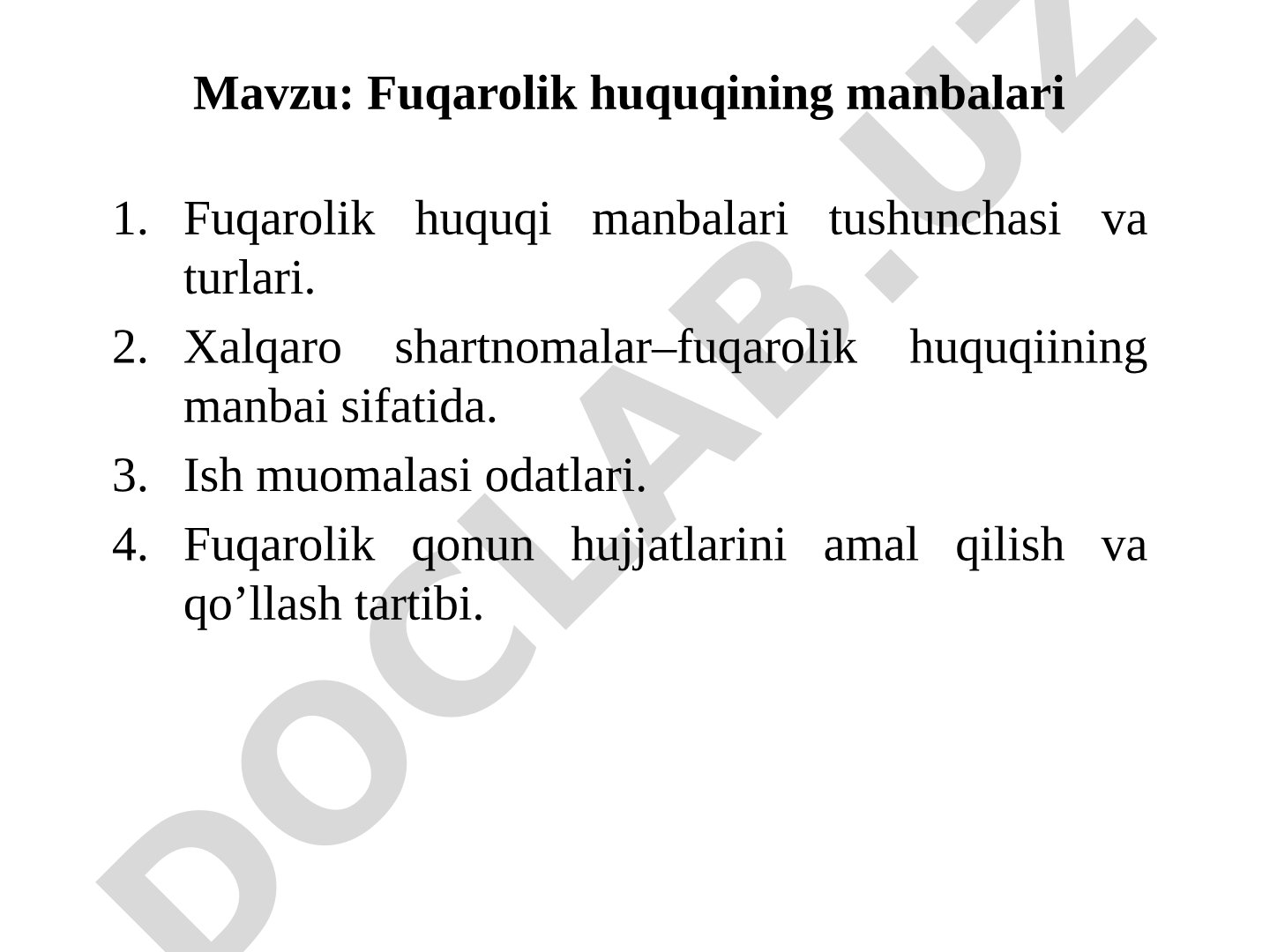 Fuqarolik huquqining manbalari