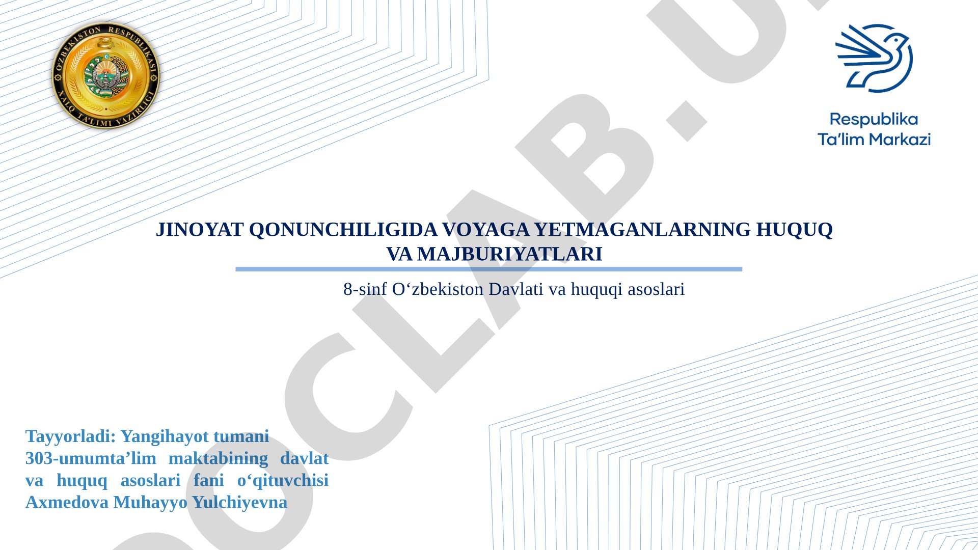 Jinoyat qonunchiligida voyaga yetmaganlarning huquq va majburiyatlari