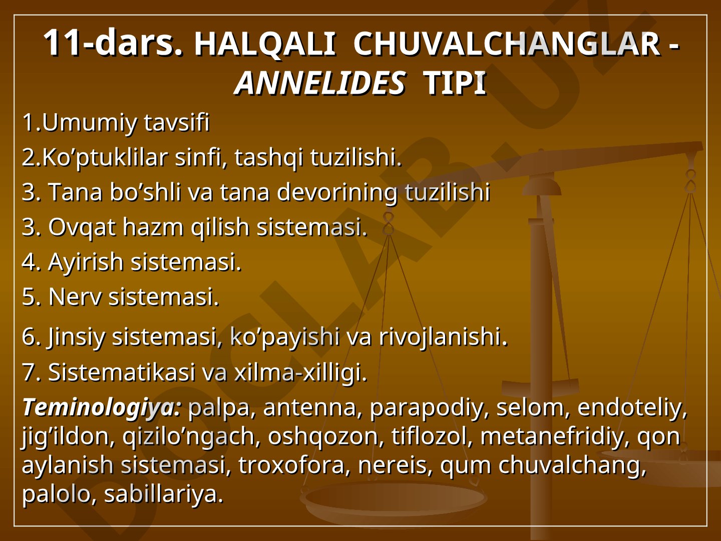 Halqali chuvalchanglar - Annelides tipi