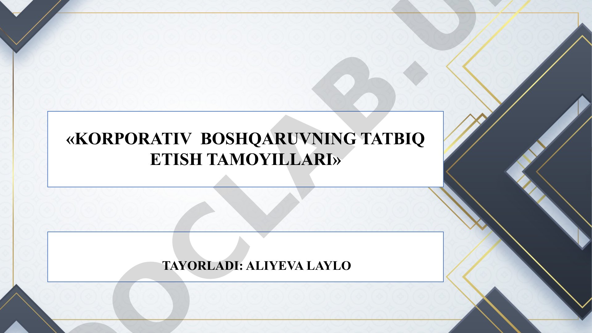 Korporativ boshqaruvning tatbiq etish tamoyillari