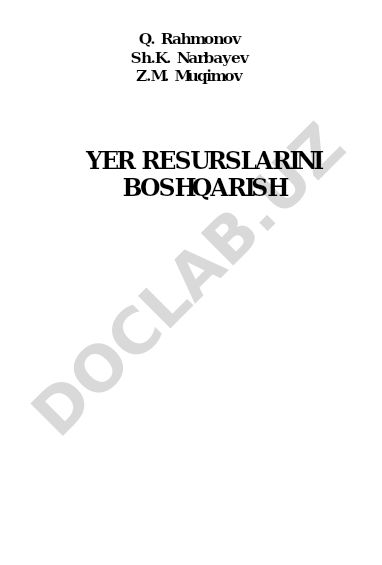 Yer resurslarini boshqarish