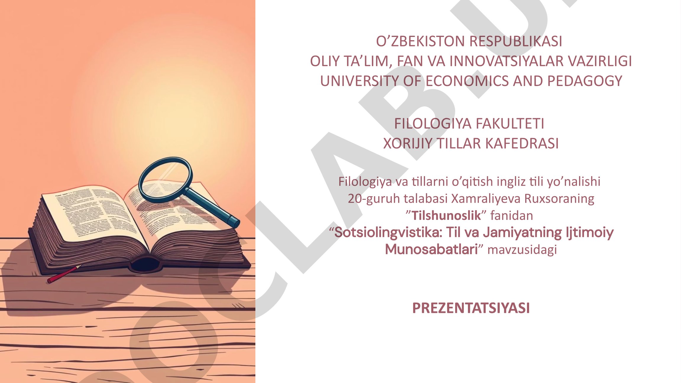 Sotsiolingvistika: Til va Jamiyatning Ijtimoiy Munosabatlari