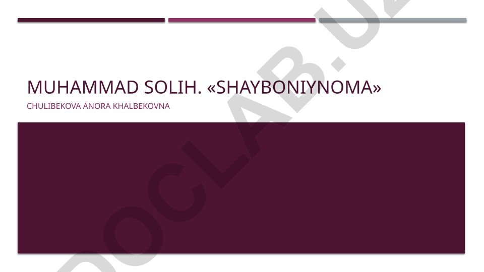 Muhammad Solihning «Shayboniynoma» dostoni