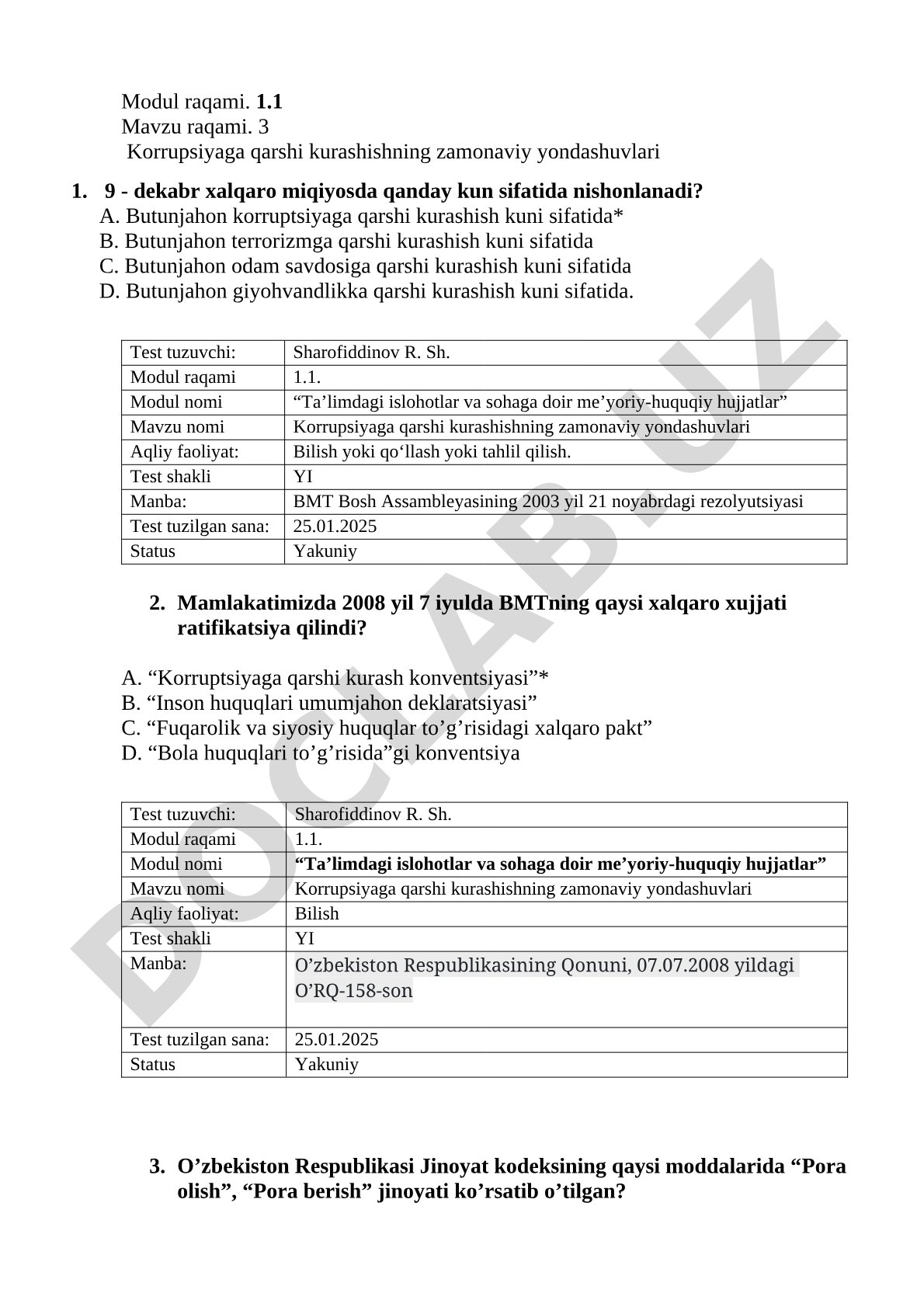 Korrupsiyaga qarshi kurashishning zamonaviy yondashuvlari