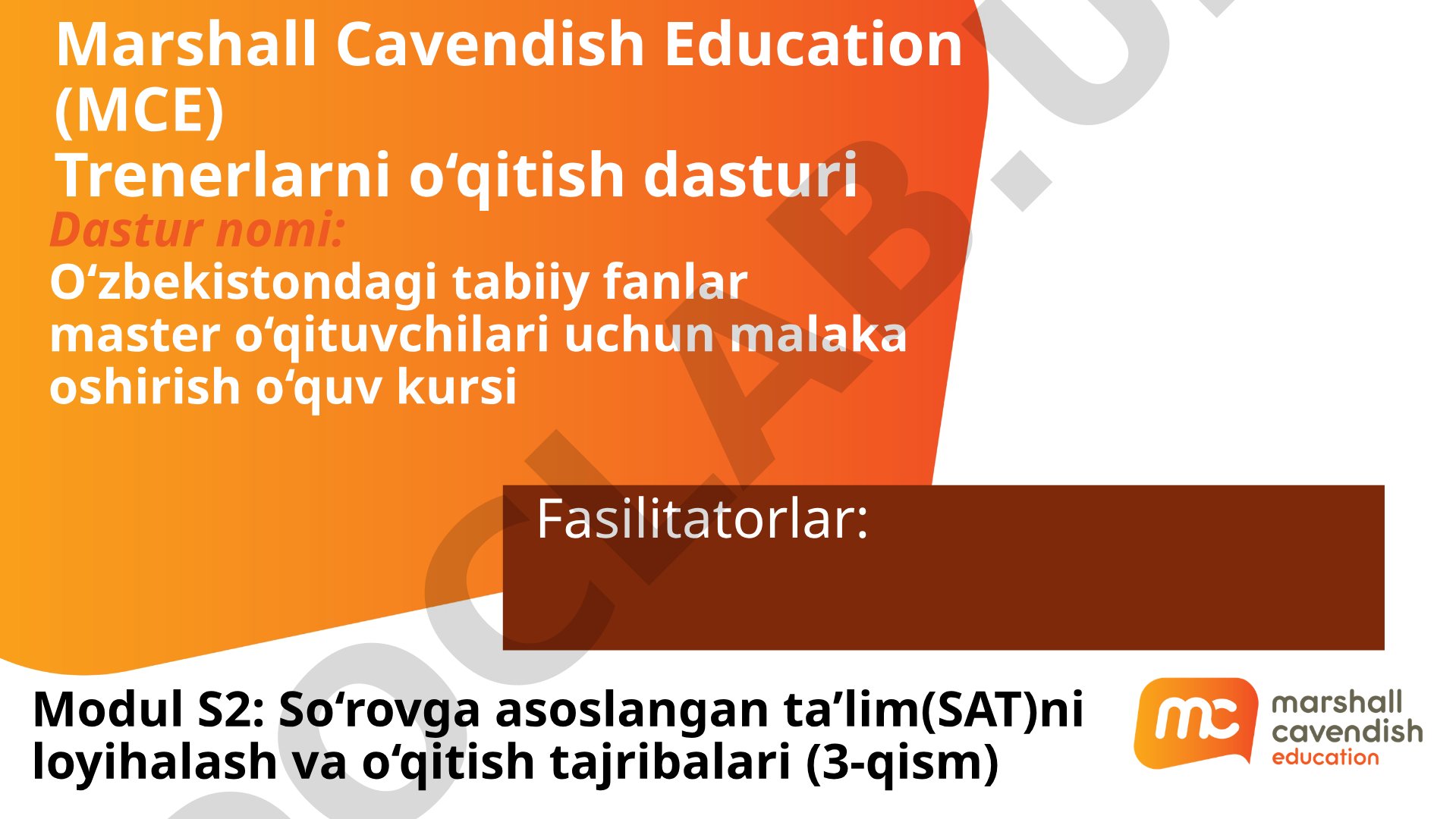 O‘zbekiston tabiiy fanlar o‘qituvchilari uchun So‘rovga asoslangan ta’lim moduli