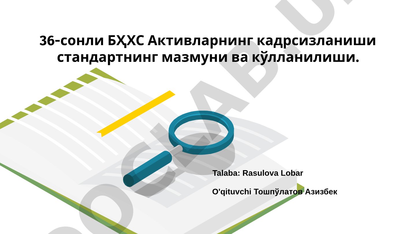 36-сонли БҲХС Активларнинг кадрсизланиши стандартнинг мазмуни ва кўлланилиши