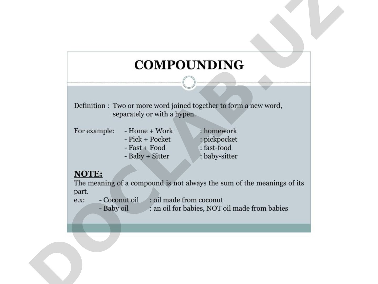 Specific feature of word formation