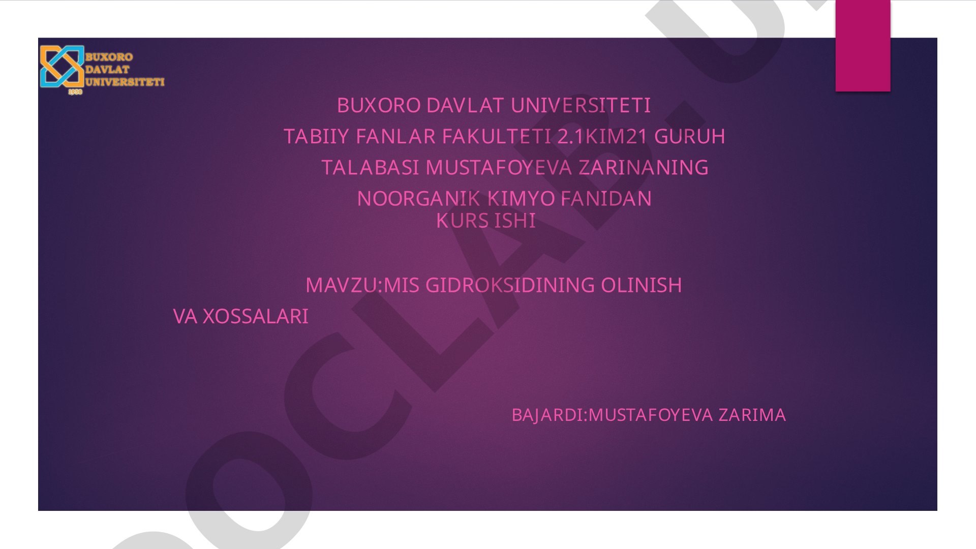 Mis gidroksidining olinishi va xossalari