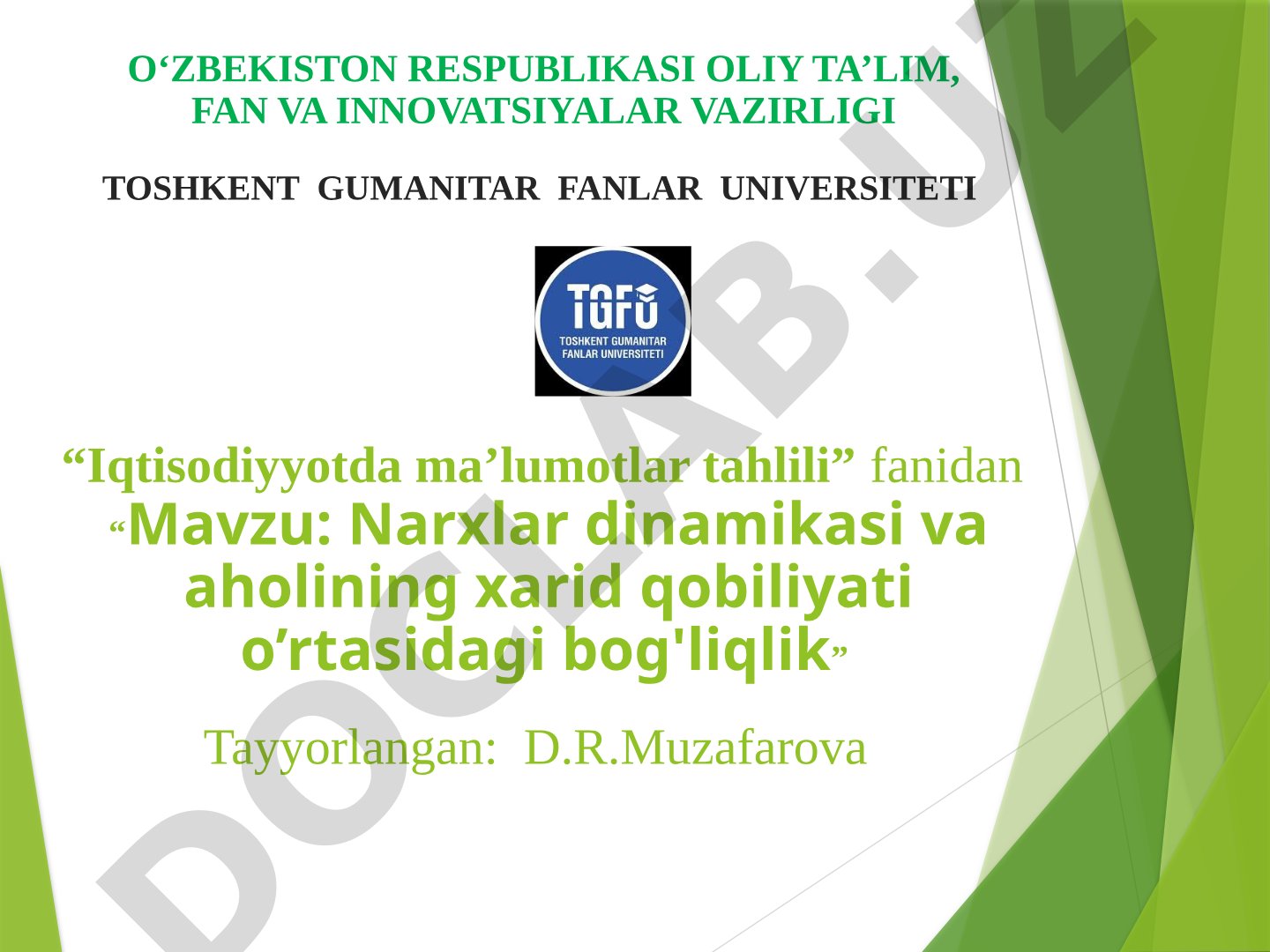 Narxlar dinamikasi va aholining xarid qobiliyati o'rtasidagi bog'liqlik