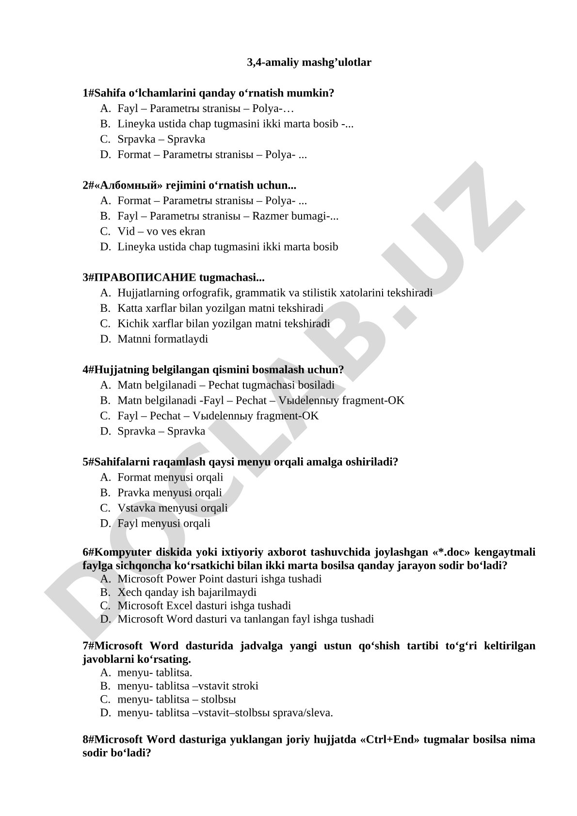 3,4-amaliy mashg’ulotlar