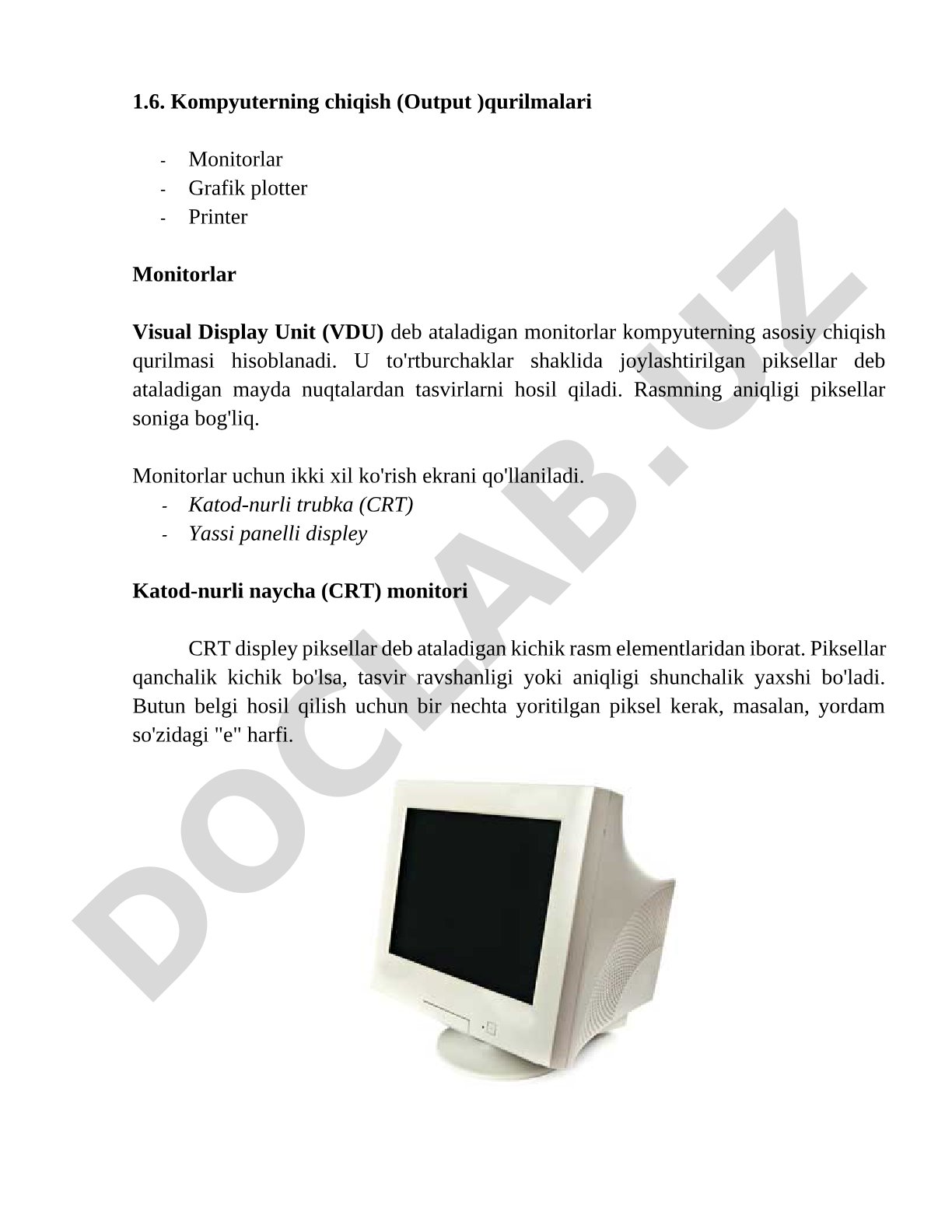 Kompyuterning chiqish (Output )qurilmalari