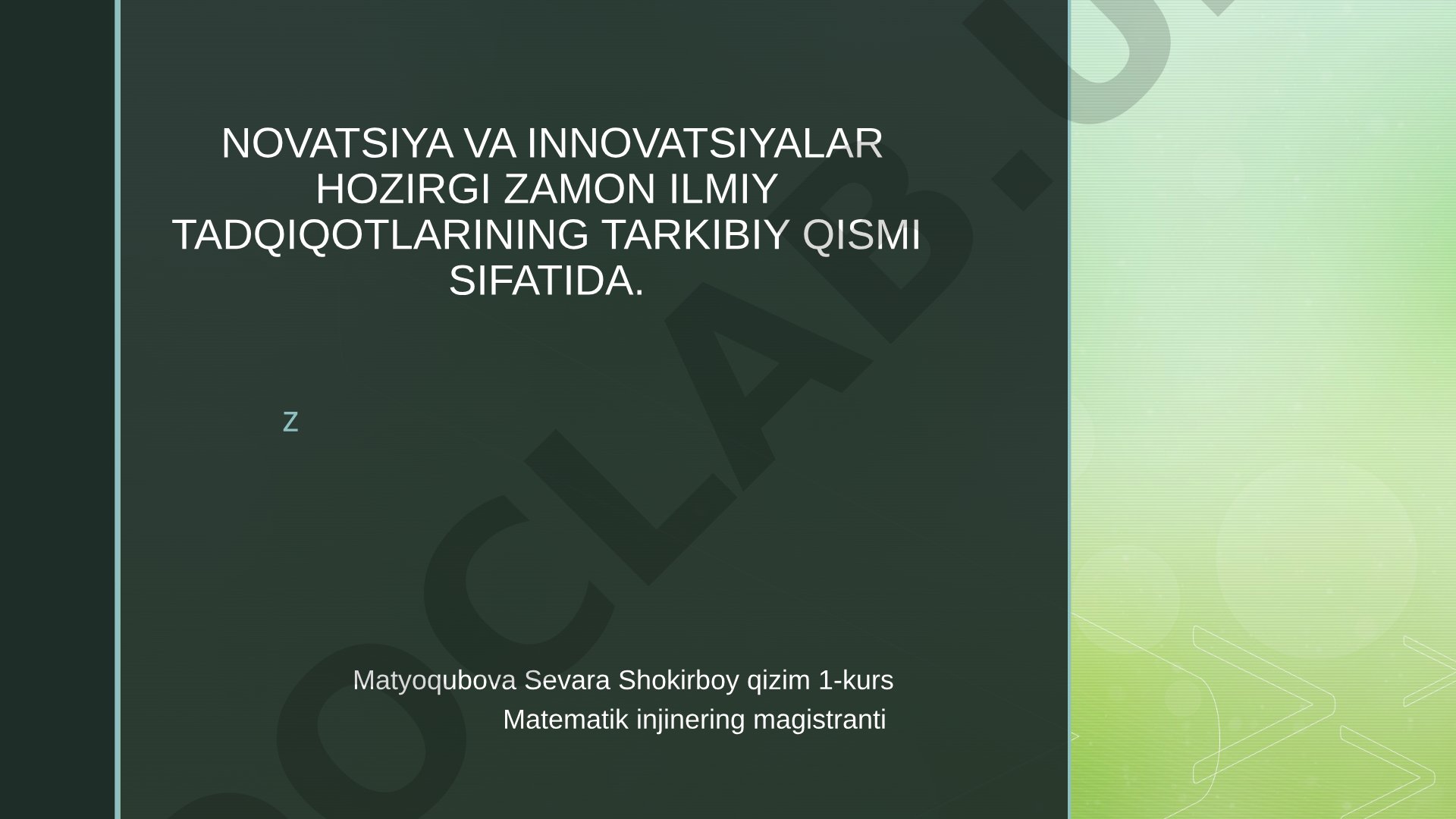 Novatsiya va innovatsiyalar hozirgi zamon ilmiy tadqiqotlarining tarkibiy qismi sifatida