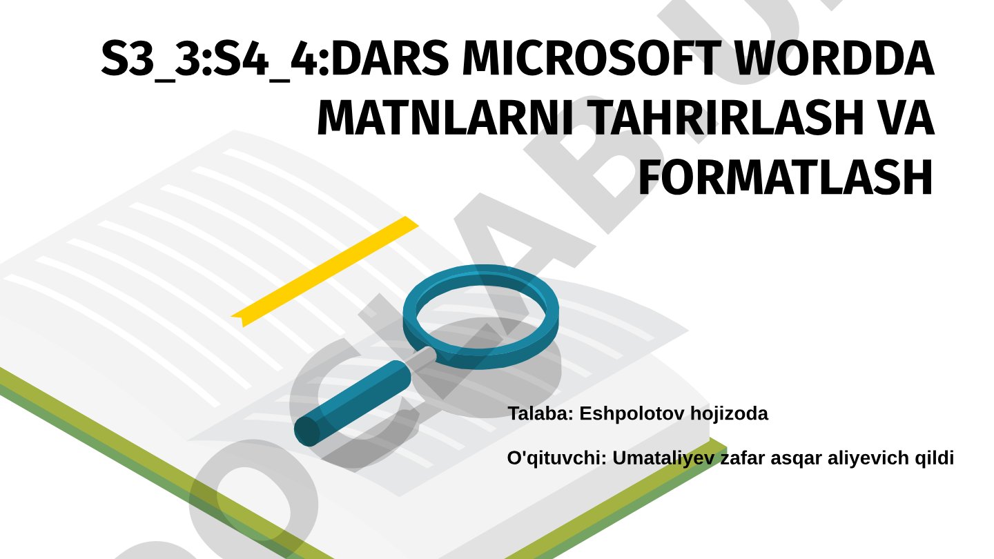 DARS MICROSOFT WORDDA MATNLARNI TAHRIRLASH VA FORMATLASH