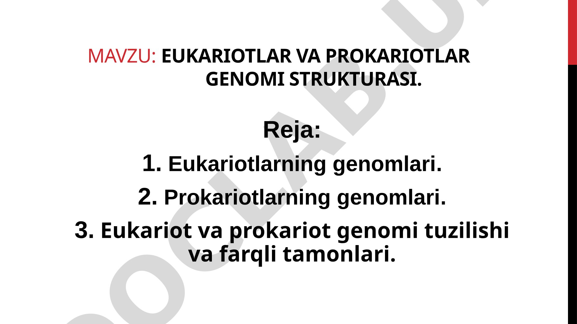 Eukariotlar va prokariotlar genomi strukturasi