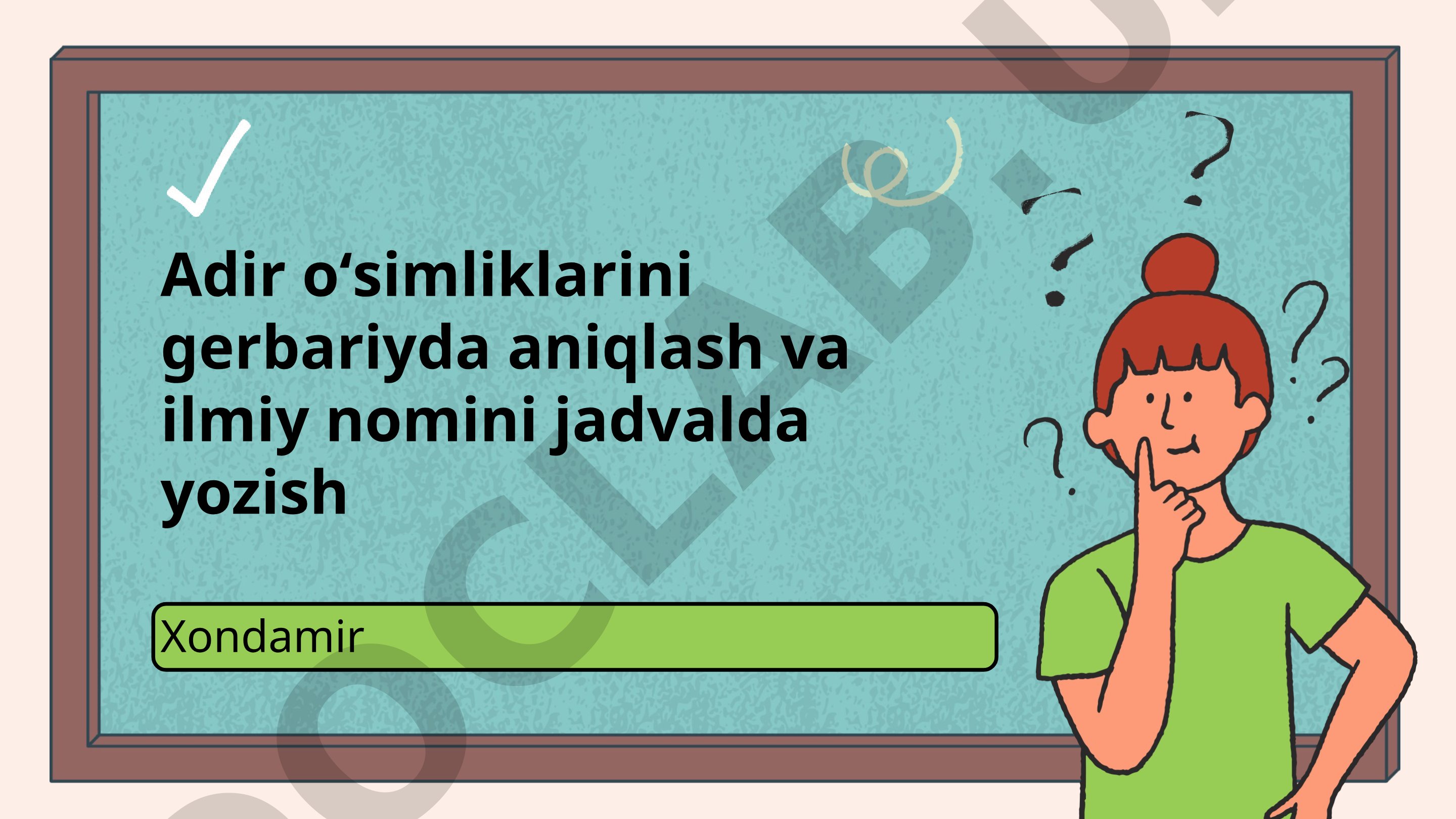 Xondamir Adir oʻsimliklarini gerbariyda aniqlash va ilmiy nomini jadvalda yozish