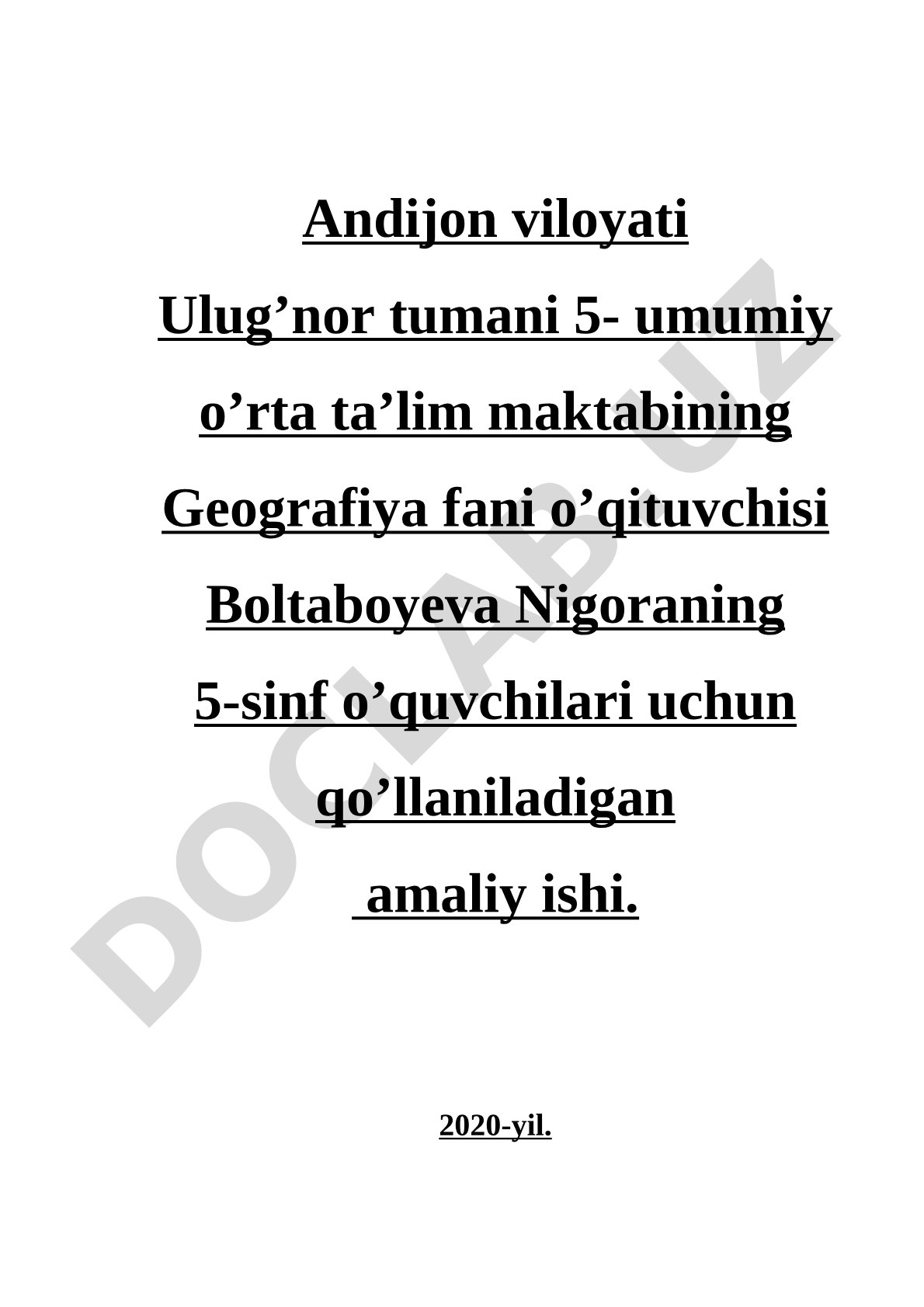 Geografiya fani 5-sinf o’quvchilari uchun amaliy ishi