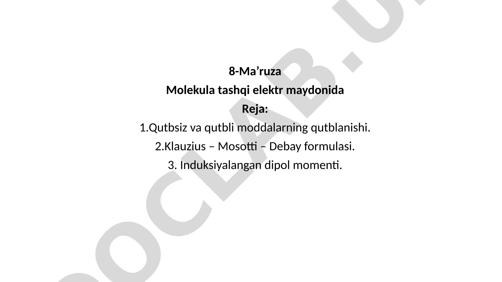 Molekula tashqi elektr maydonida