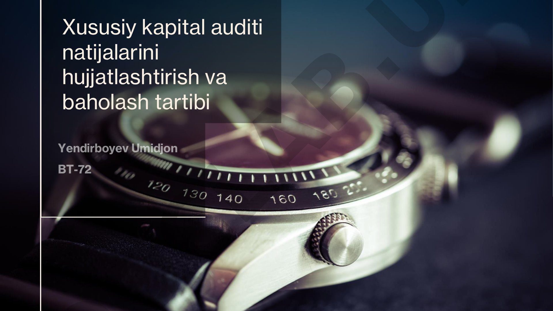 Xususiy kapital auditi natijalarini hujjatlashtirish va baholash tartibi