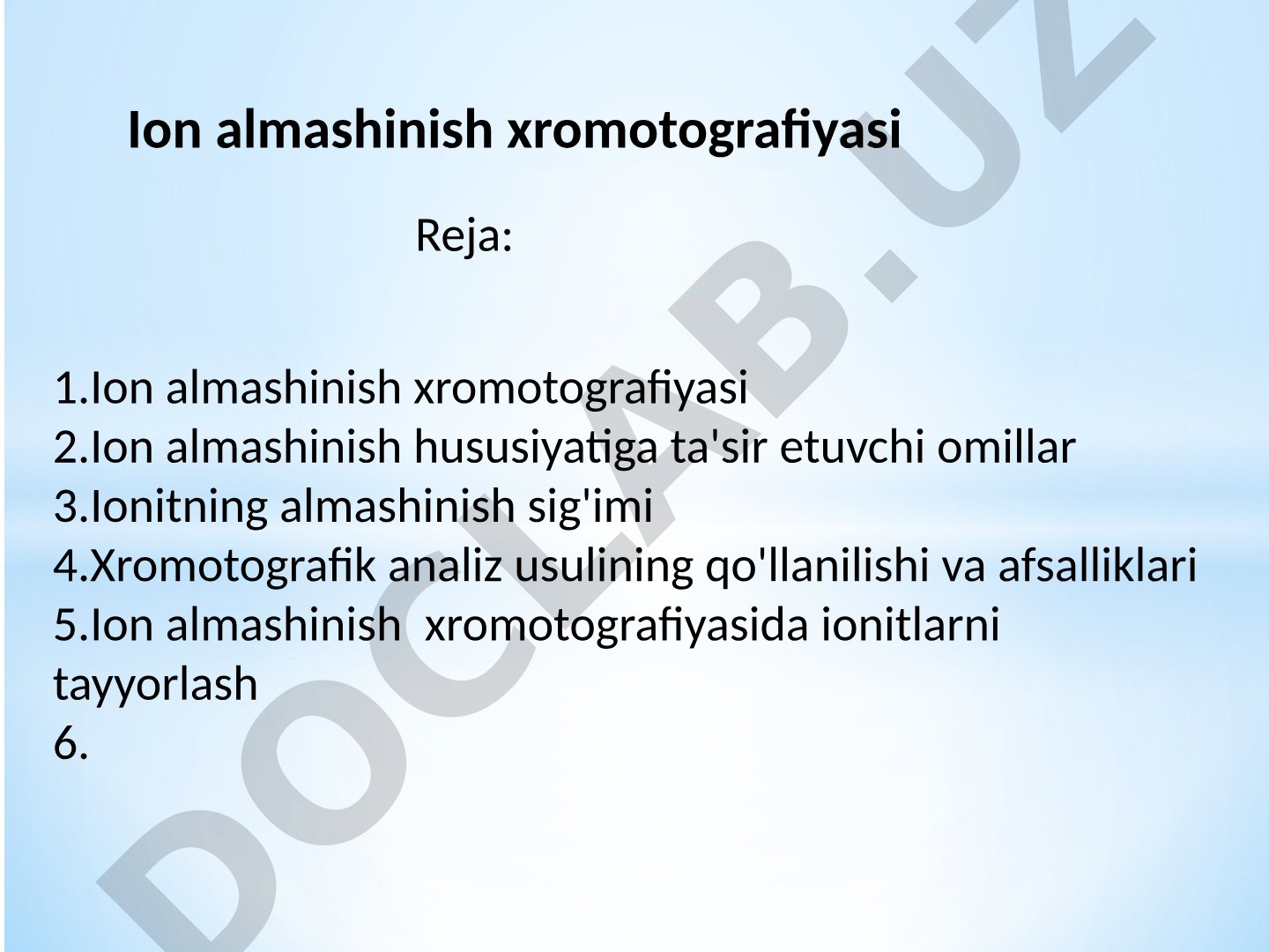 Ion almashinish xromotografiyasi, ionitlar turlari, ta'sir etuvchi omillar, sig'im va