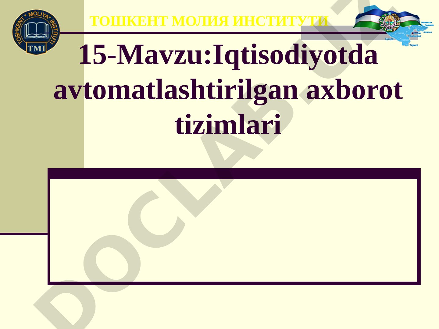 Iqtisodiyotda avtomatlashtirilgan axborot tizimlari
