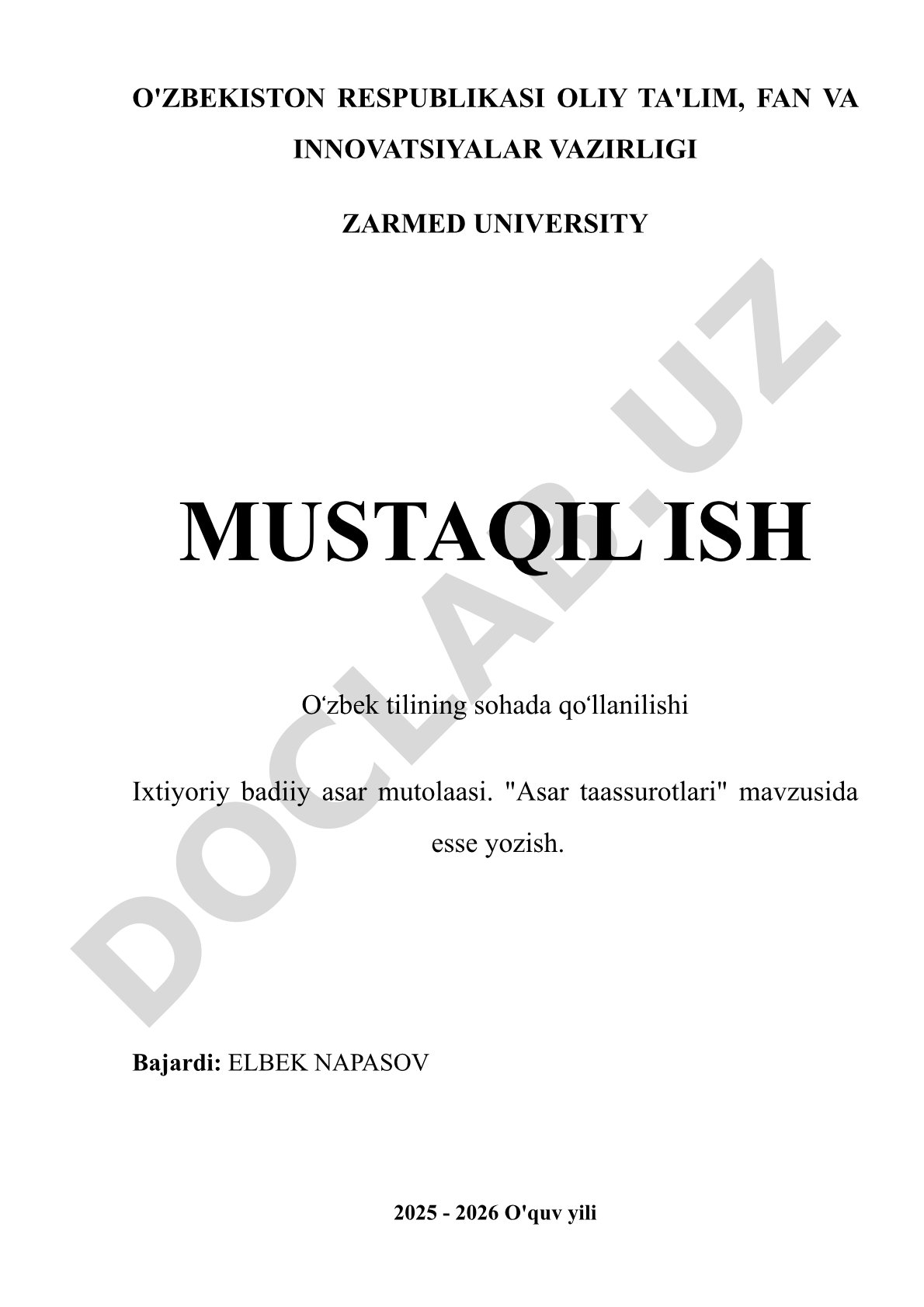 Asar taassurotlari