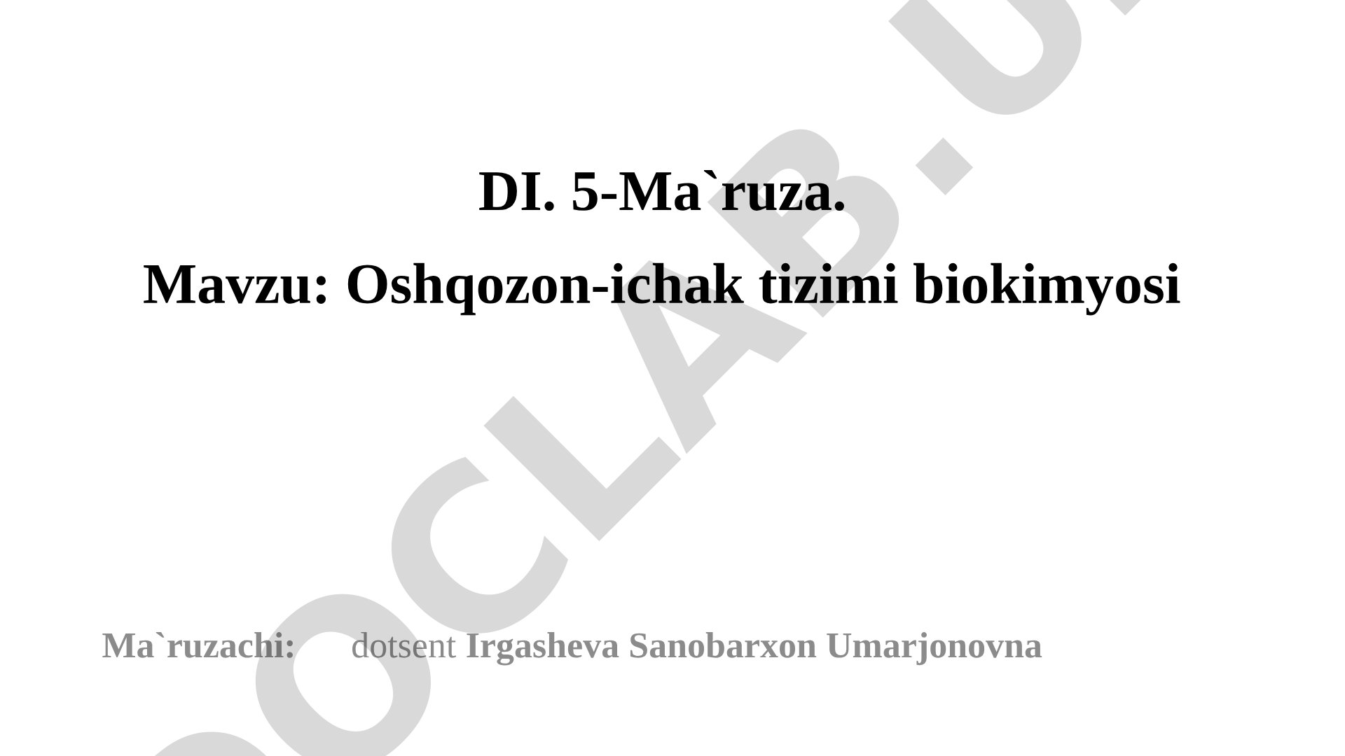 Oshqozon-ichak tizimi biokimyosi