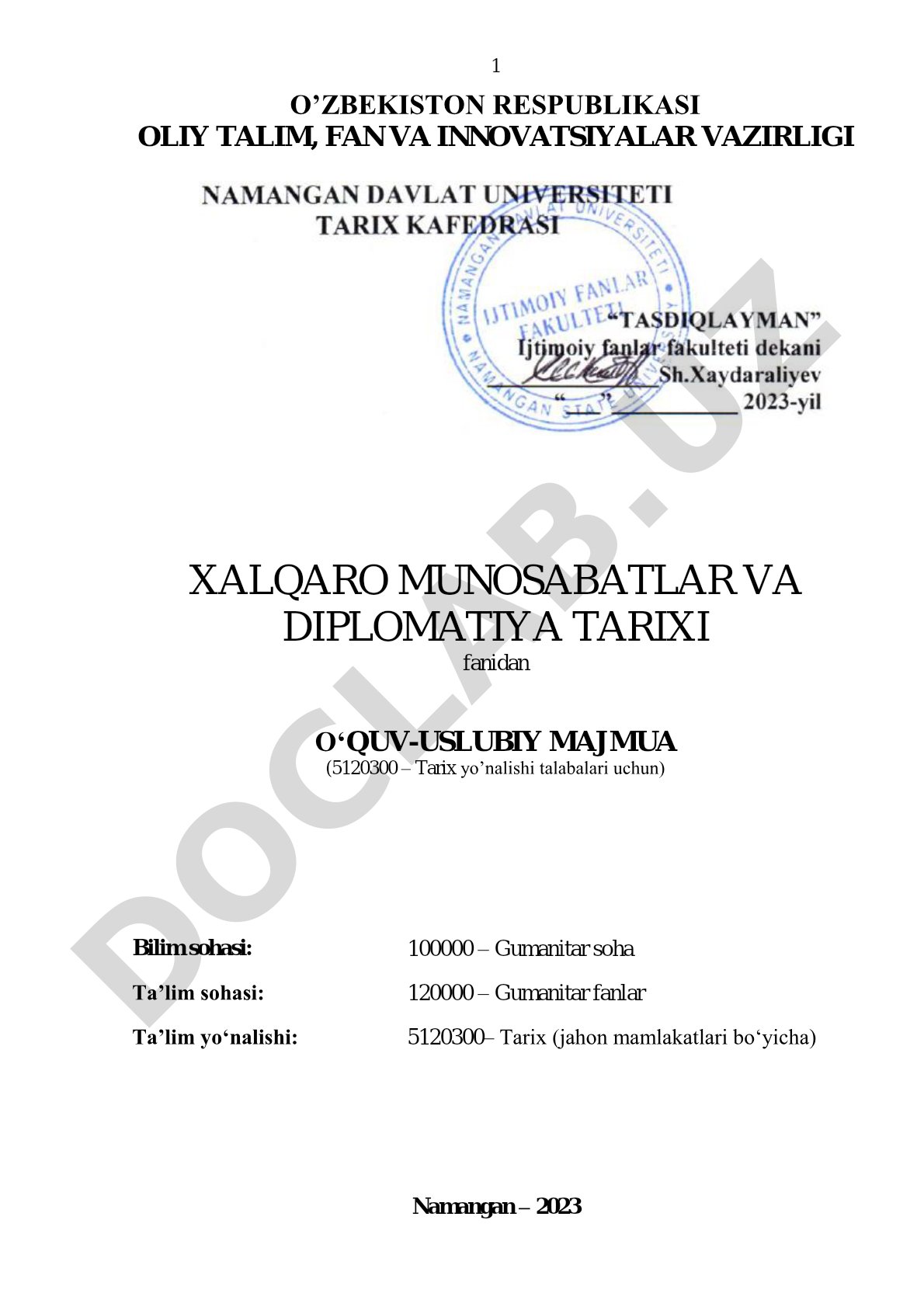 Xalqaro munosabatlar va diplomatiya tarixi