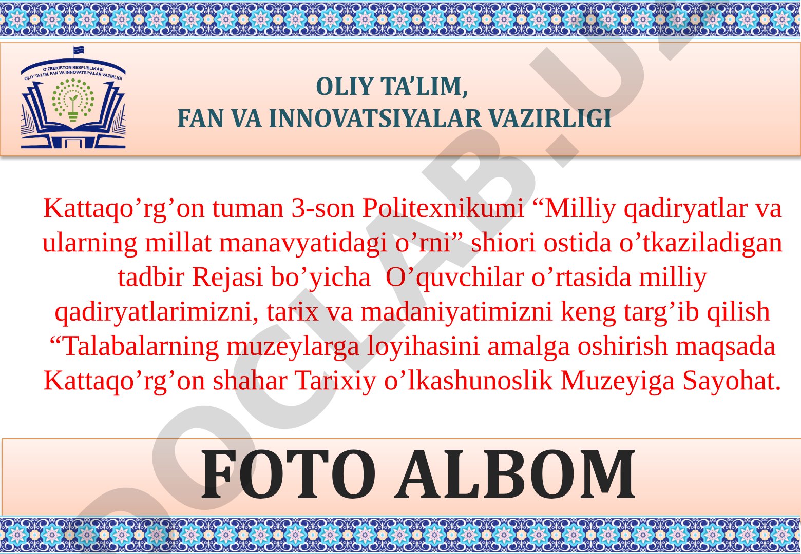 Milliy qadriyatlar va ularning millat manaviyatidagi o'rni
