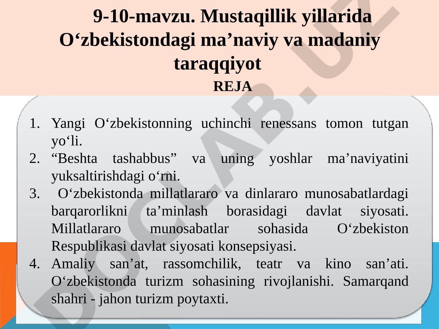 Mustaqillik yillarida O‘zbekistondagi ma’naviy va madaniy taraqqiyot
