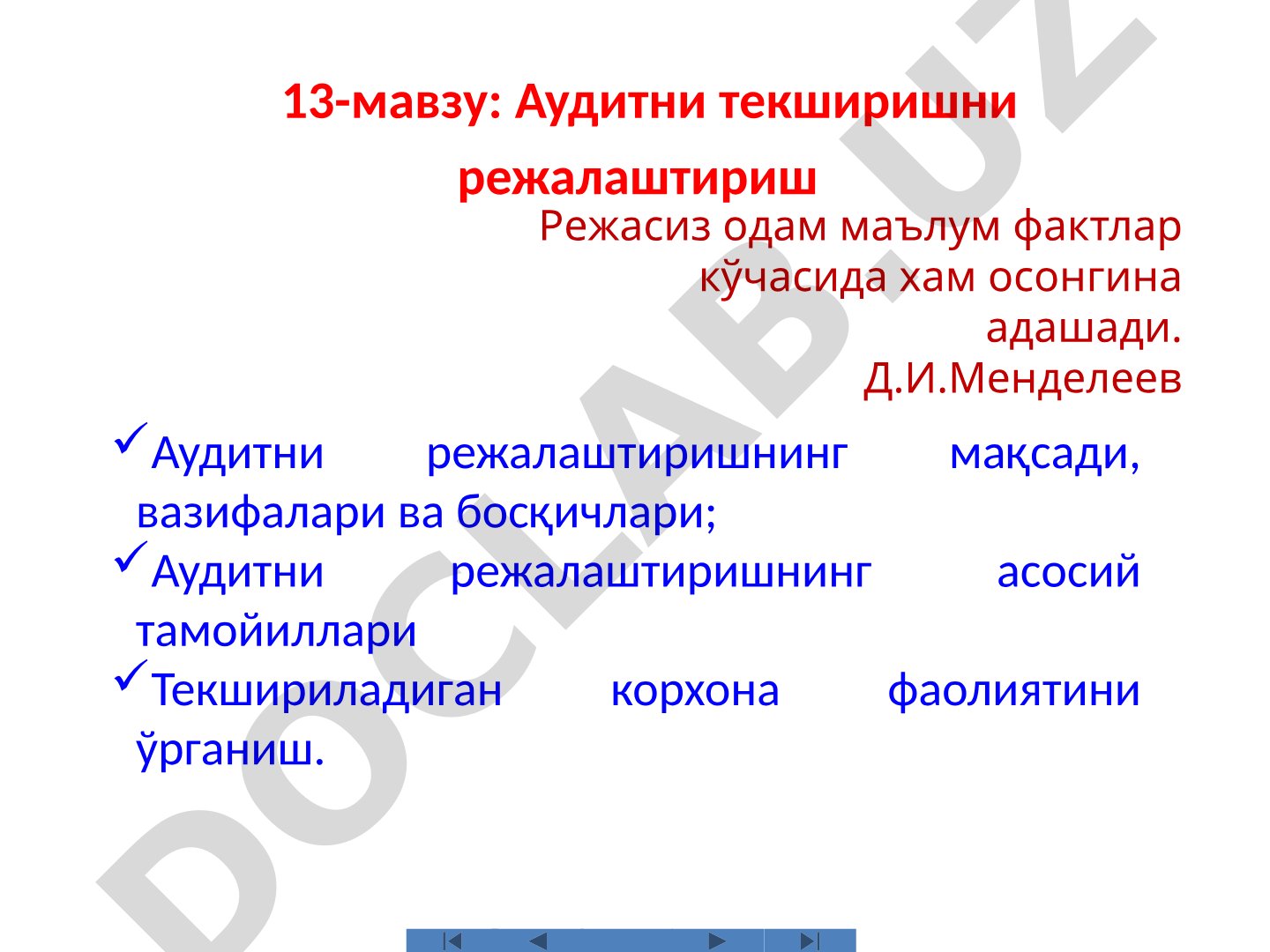 Аудитни текширишни режалаштириш