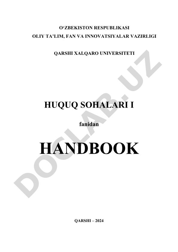 Huquq sohalari I fanidan ma'ruzalar matni