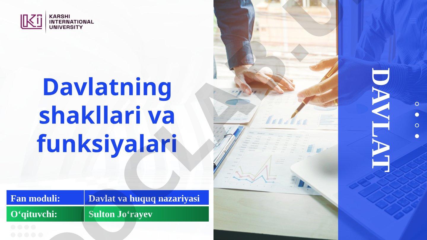 Davlatning shakllari va funksiyalari
