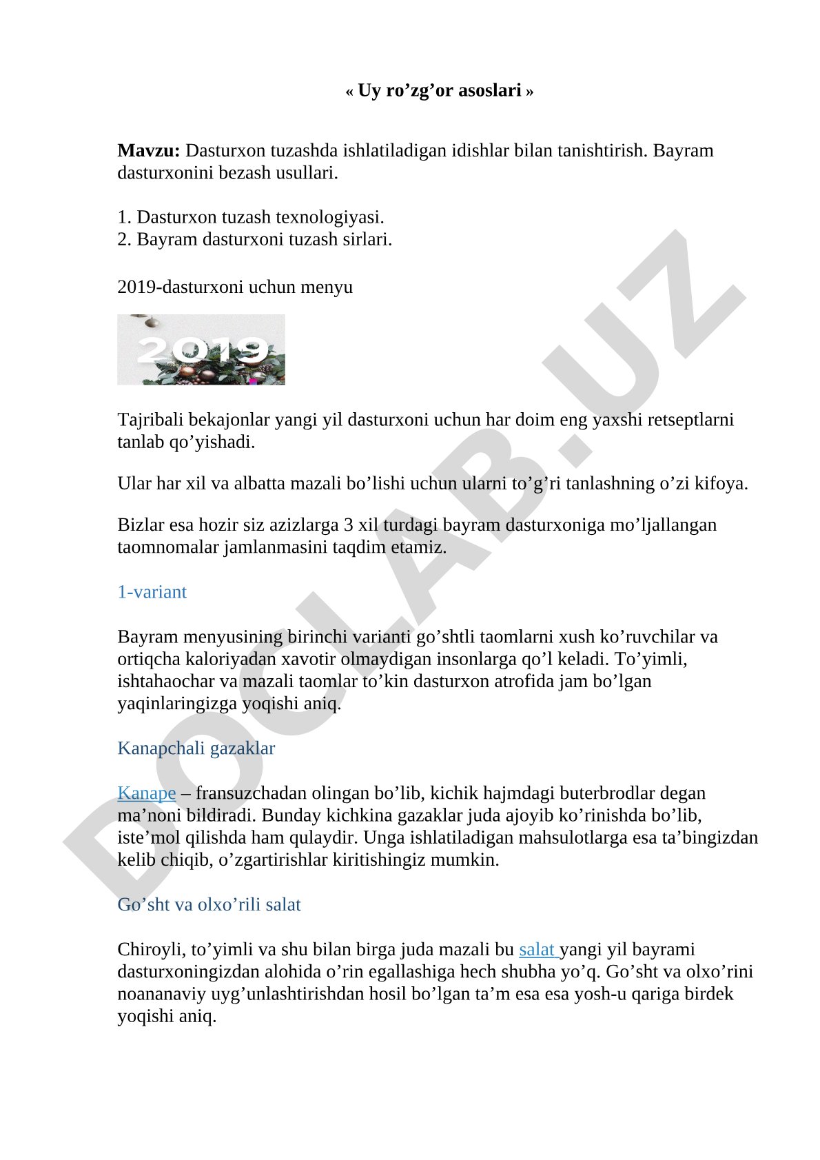 Dasturxon tuzashda ishlatiladigan idishlar bilan tanishtirish. Bayram dasturxonini bezash usullari