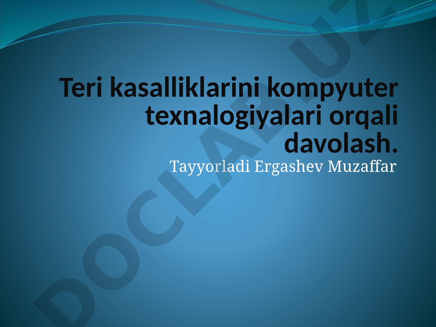 Teri kasalliklarini kompyuter texnalogiyalari orqali davolash