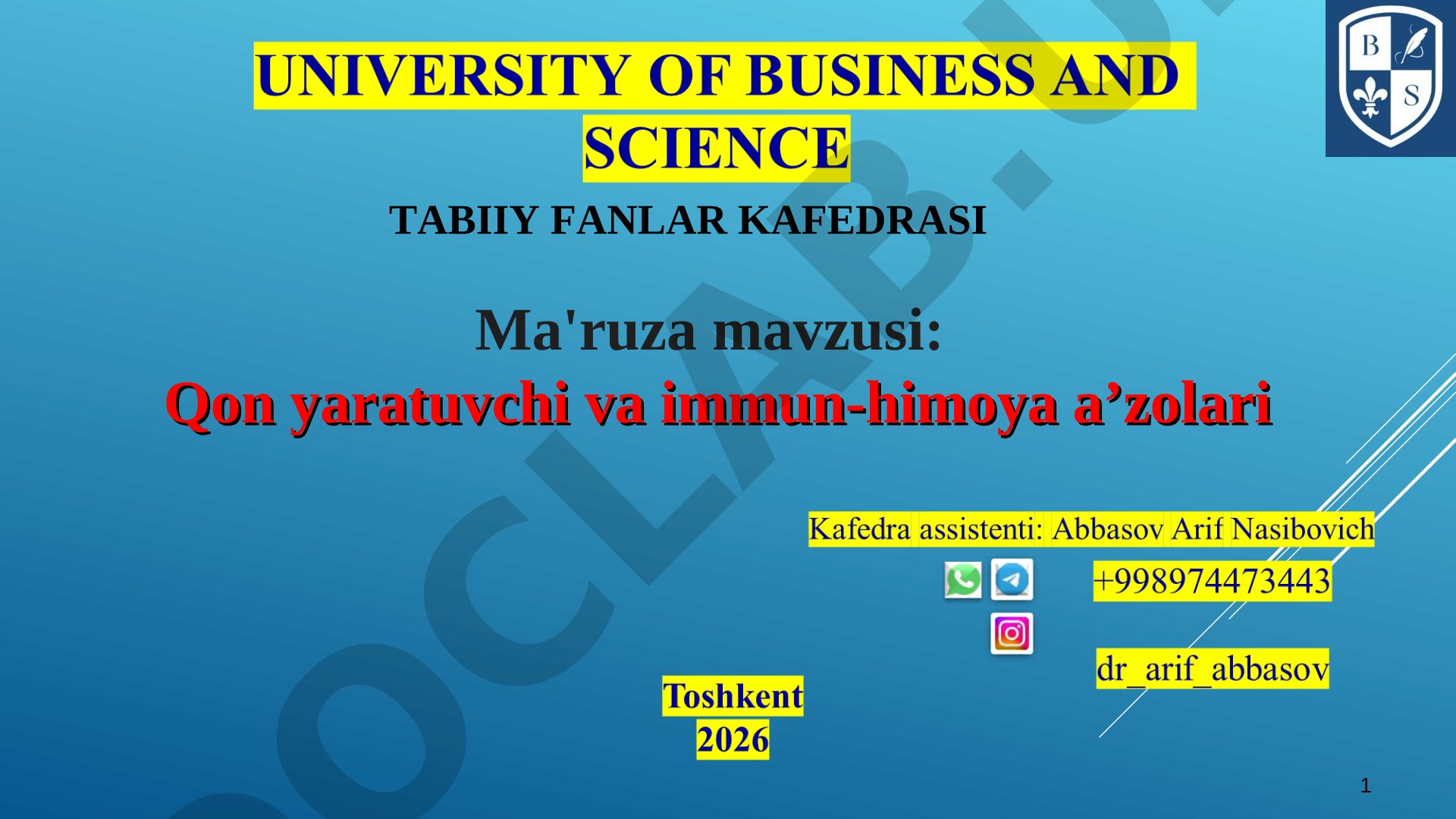 Qon yaratuvchi va immun-himoya a'zolari