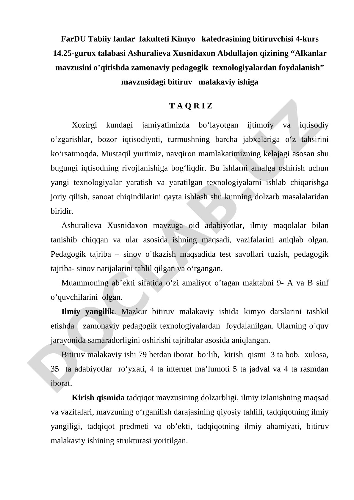 Alkanlar mavzusini o’qitishda zamonaviy pedagogik texnologiyalardan foydalanish