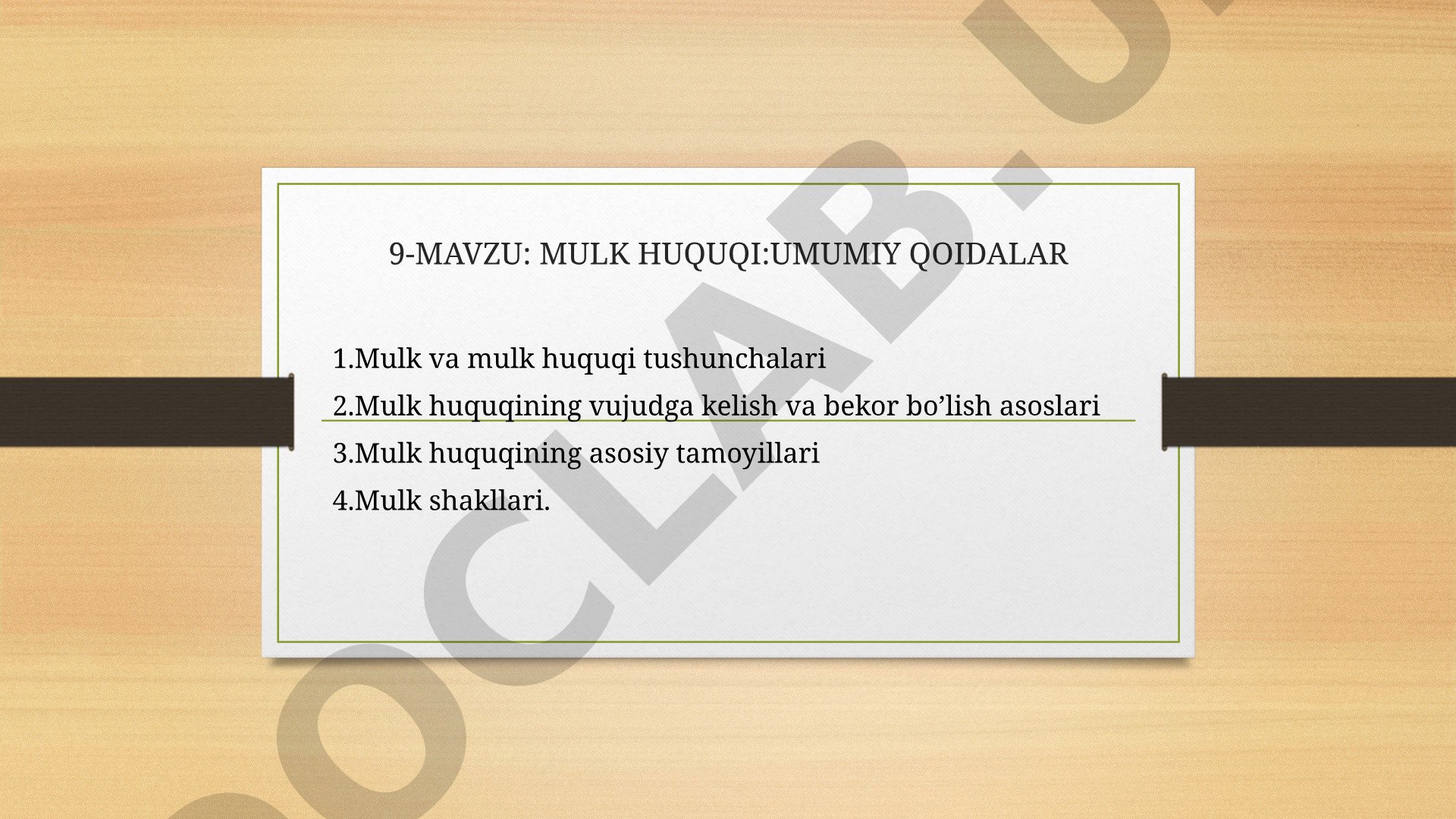 Mulk huquqi: umumiy qoidalar