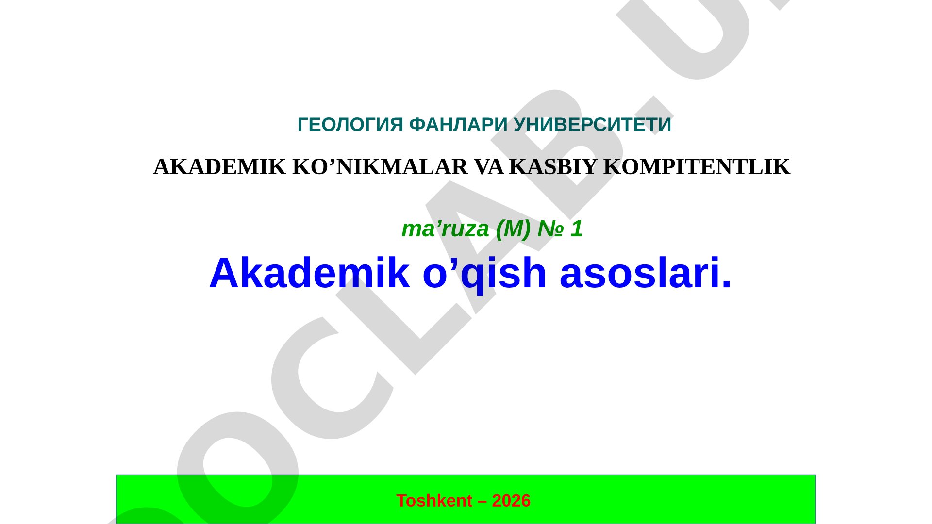 Akademik o'qish asoslari