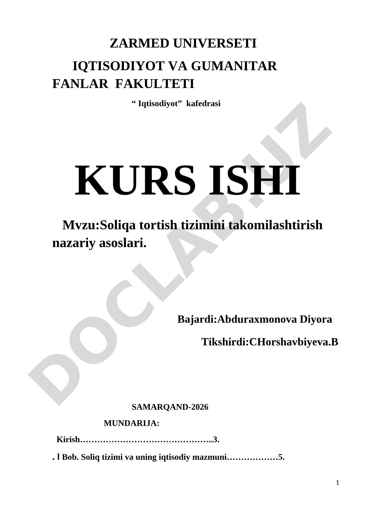 Soliqa tortish tizimini takomilashtirish nazariy asoslari
