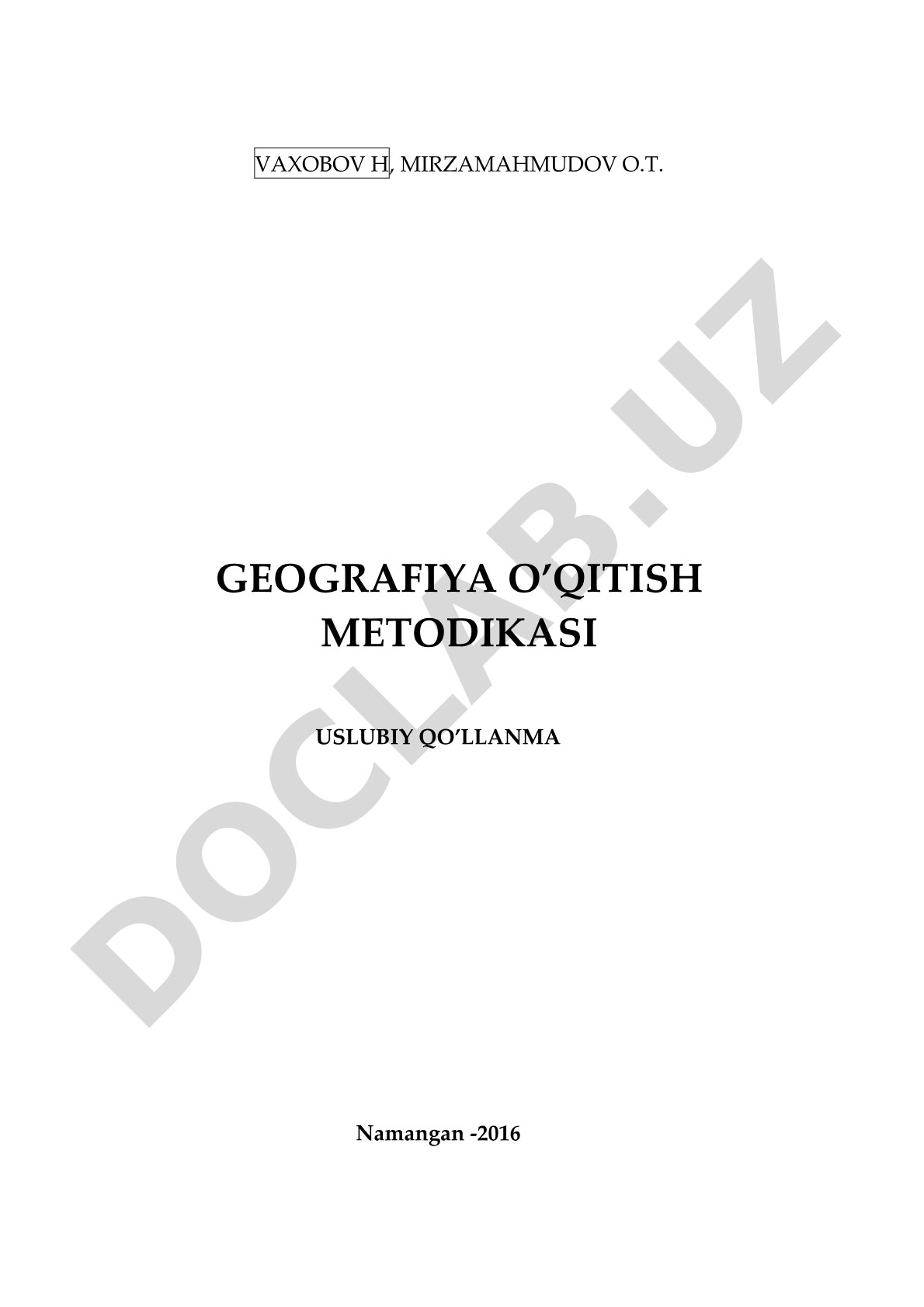 Geografiya o'qitish metodikasi
