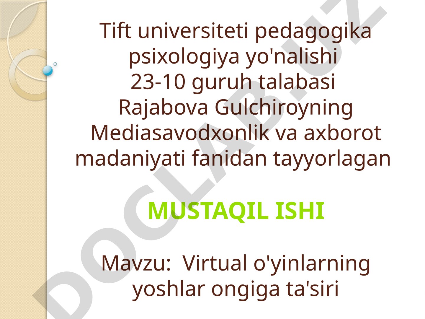 Virtual o'yinlarning yoshlar ongiga ta'siri