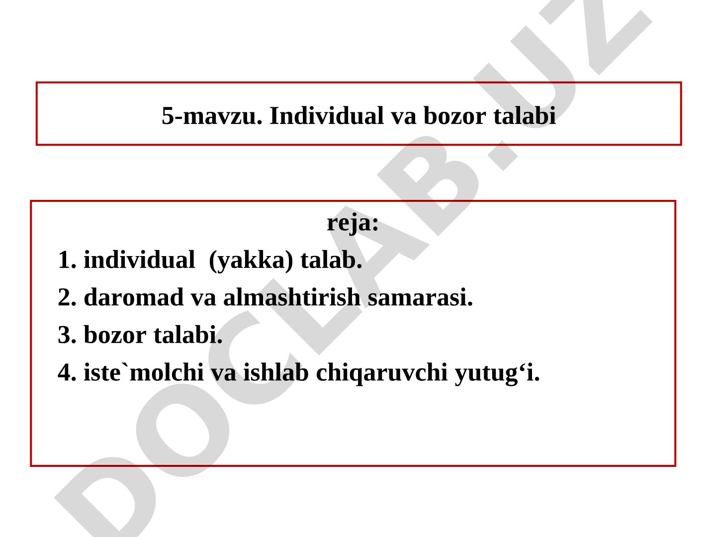 Individual va bozor talabi