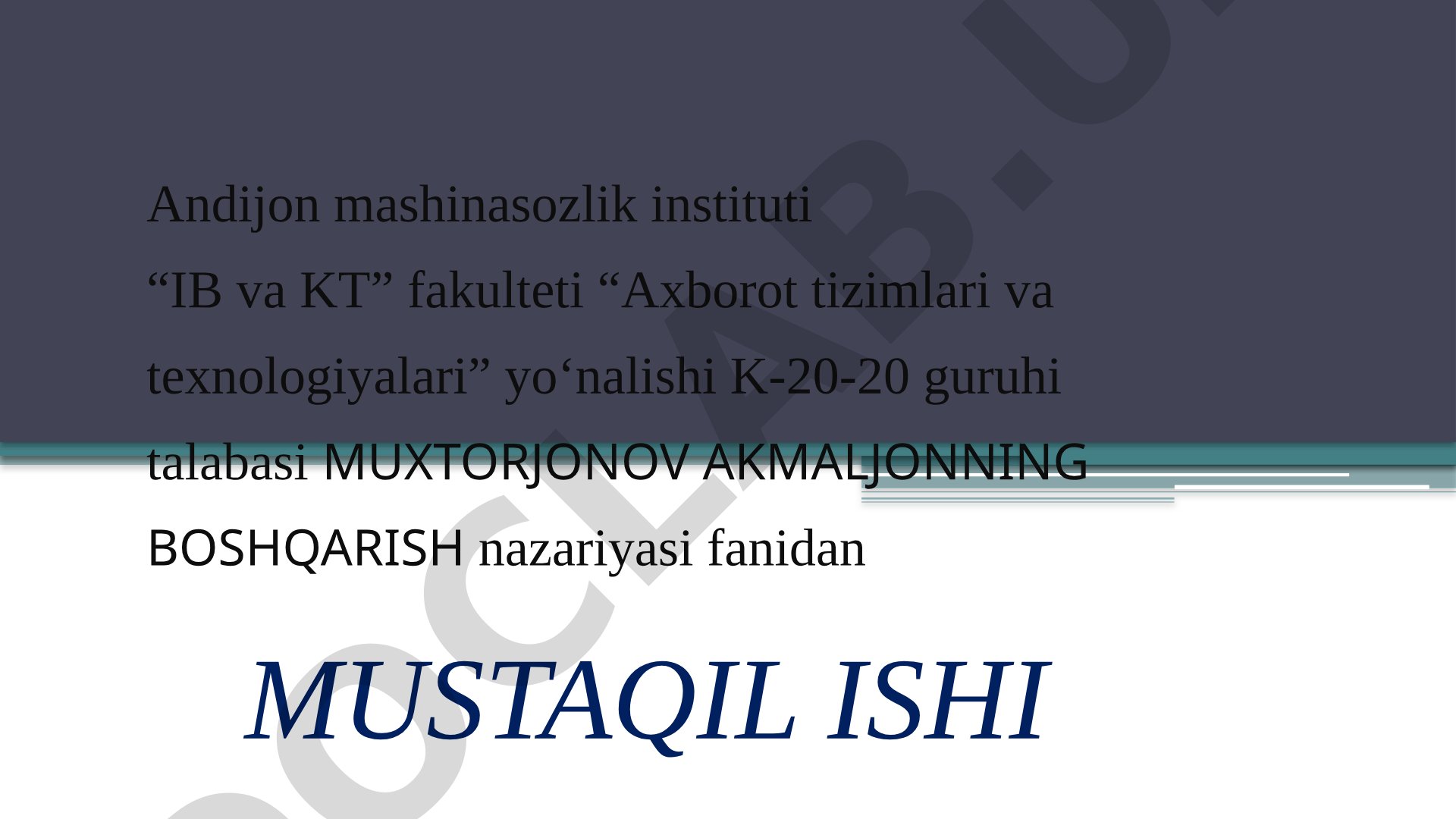 Avtomatik boshqarish tizimi dinamikasining tenglamalari