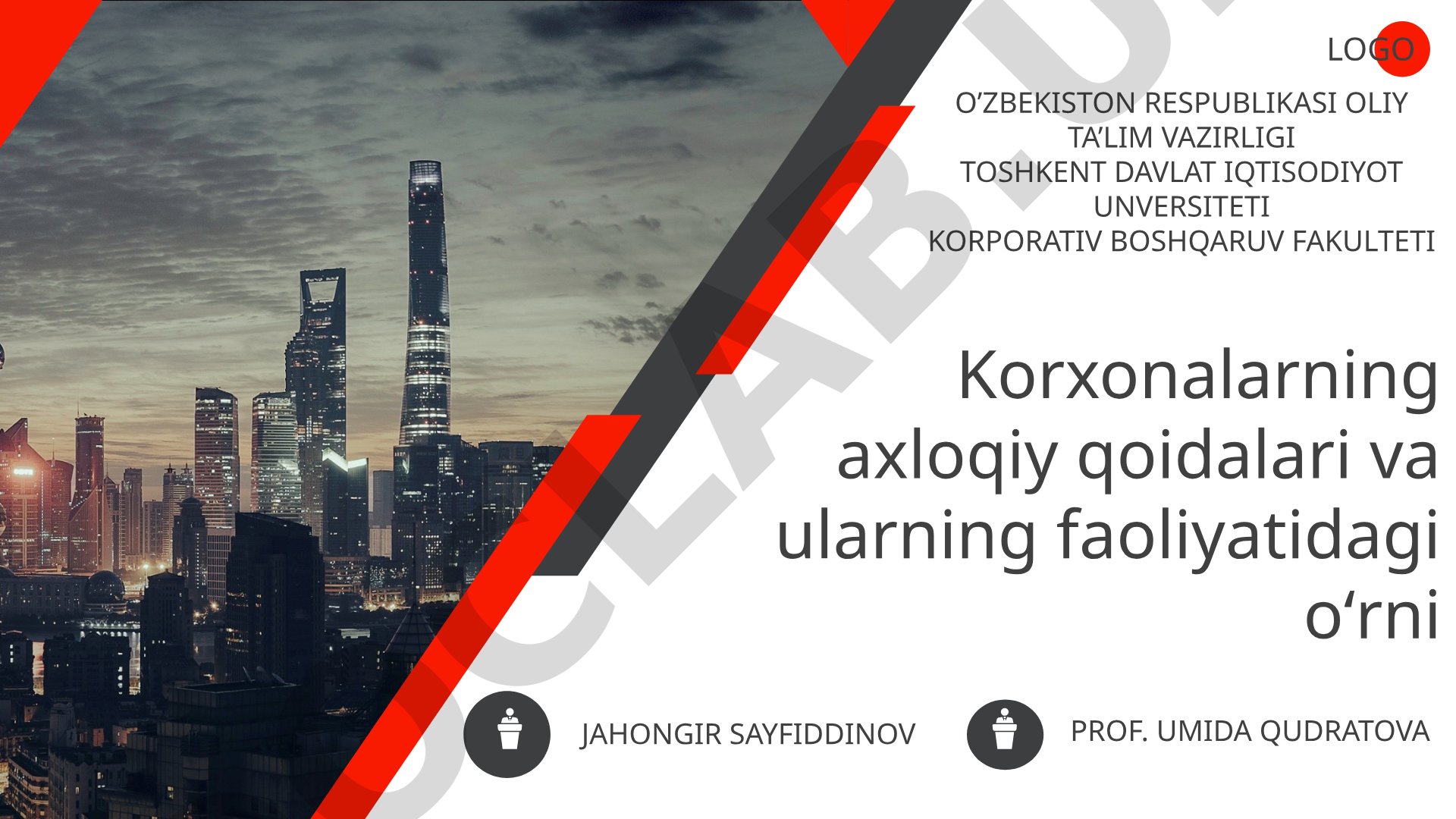 Korxonalarning axloqiy qoidalari va ularning faoliyatidagi oʻrni