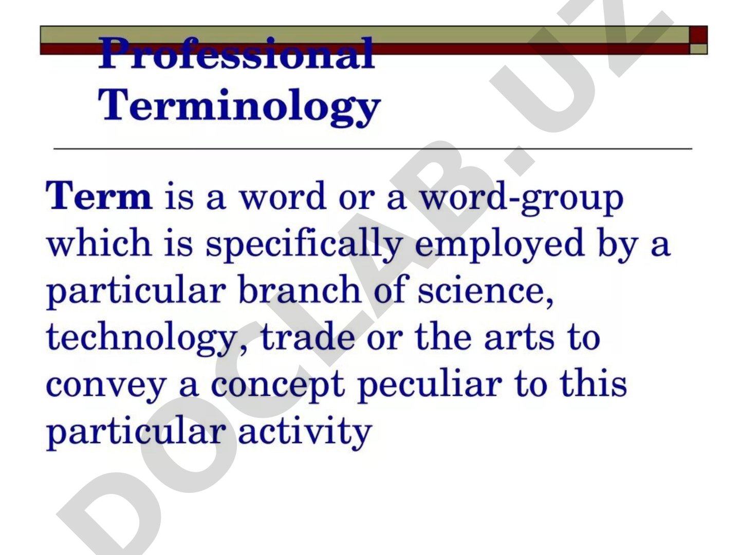 Professional and academic terminology