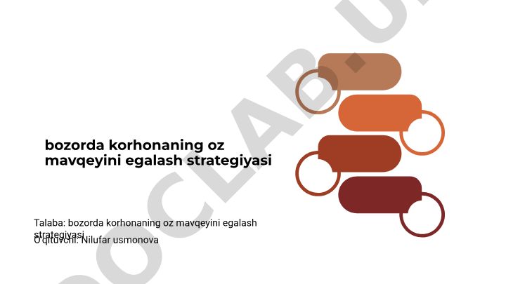 Bozorda korhonaning o'z mavqeyini egalash strategiyasi