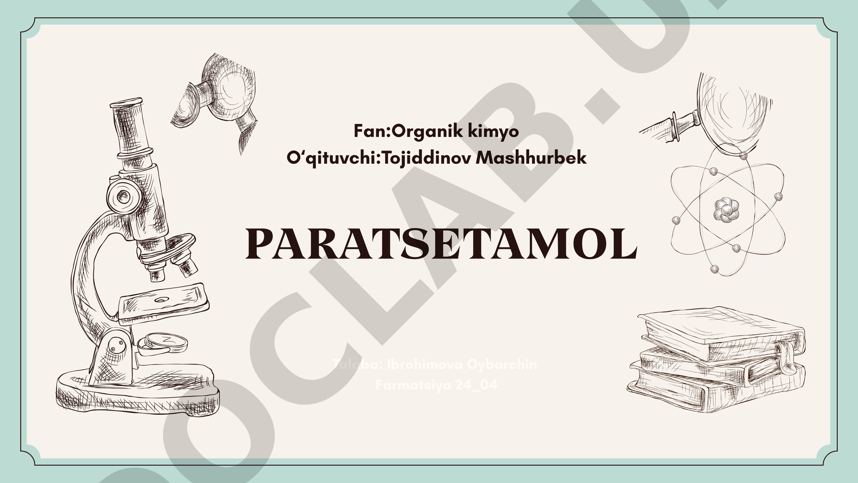 Paratsetamolning kimyoviy tarkibi va ta'siri