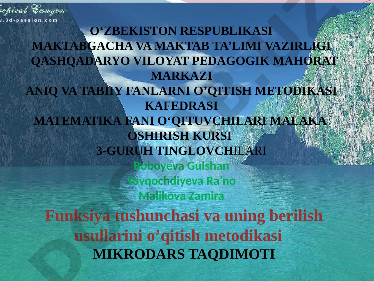 Funksiya tushunchasi va uning berilish usullarini o'qitish metodikasi